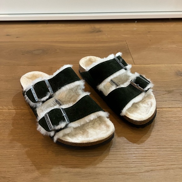 Birkenstock | Shoes | Fuzzy Green Birkenstocks | Poshmark